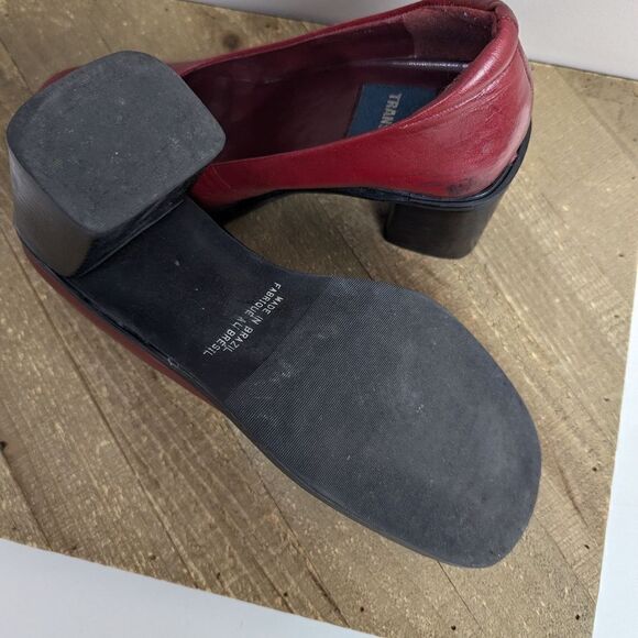 Red leather Chucky loafers, vintage 90s leather shoes transit size 7 - Picture 9 of 10